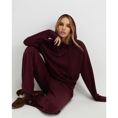 Red Premium High Waisted Wide Leg Joggers