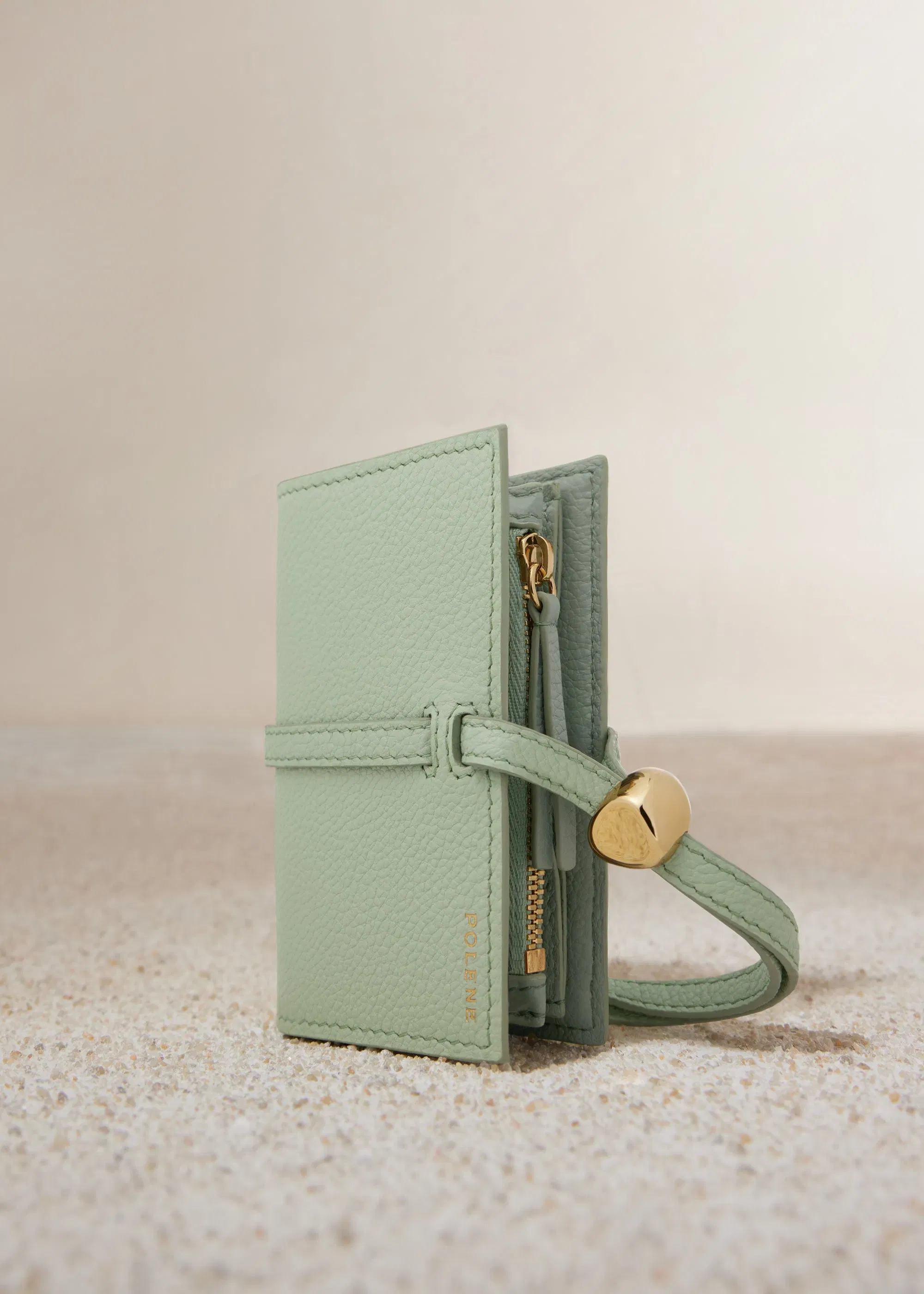 Polene Kaye Card Holder Textured Duo Fresh Almond