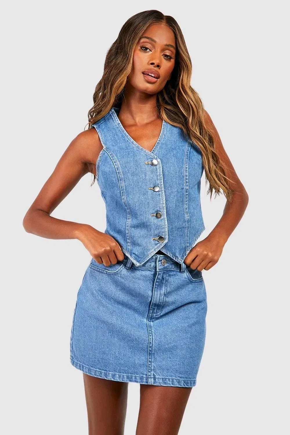 Longline Denim Waistcoat