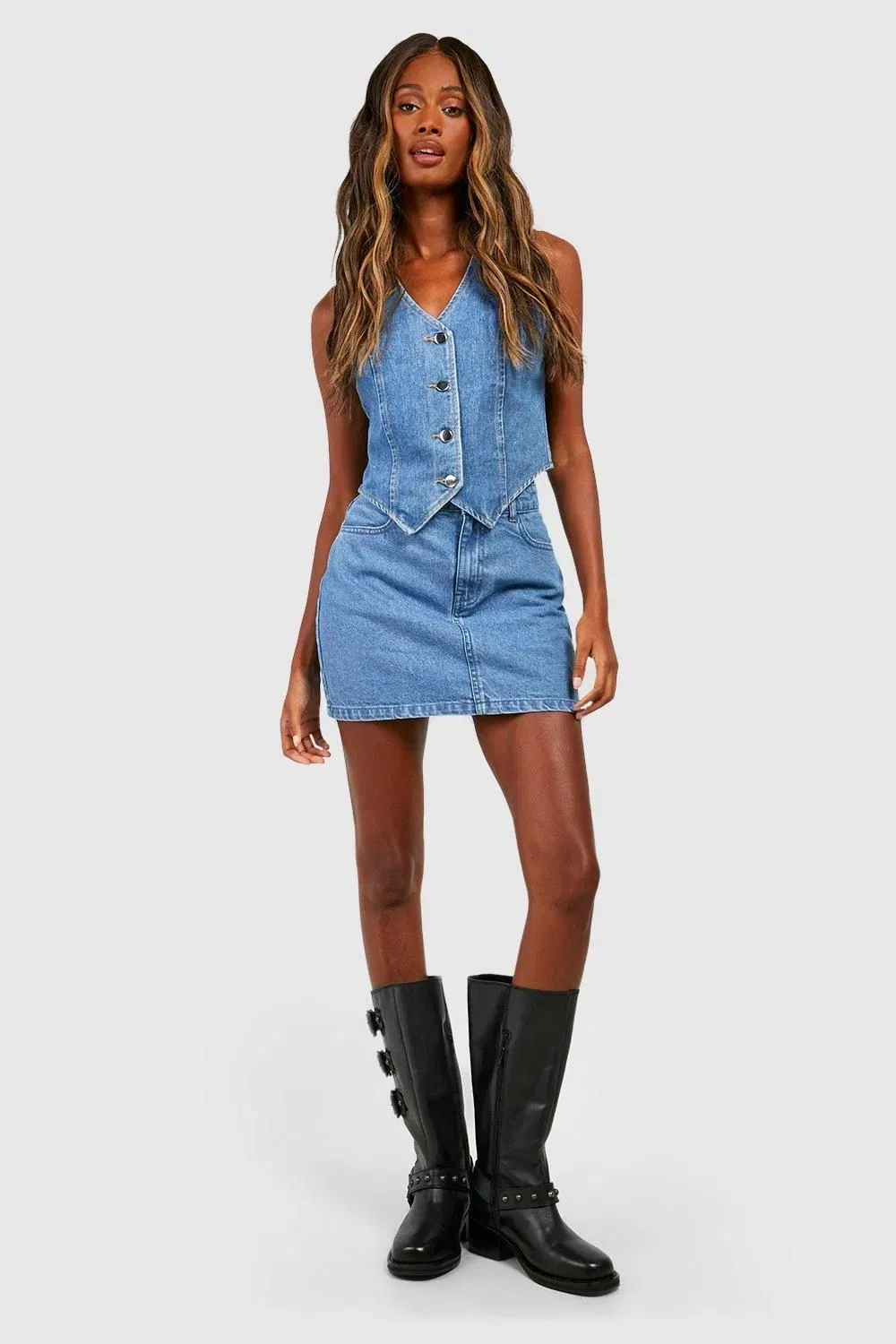 Longline Denim Waistcoat