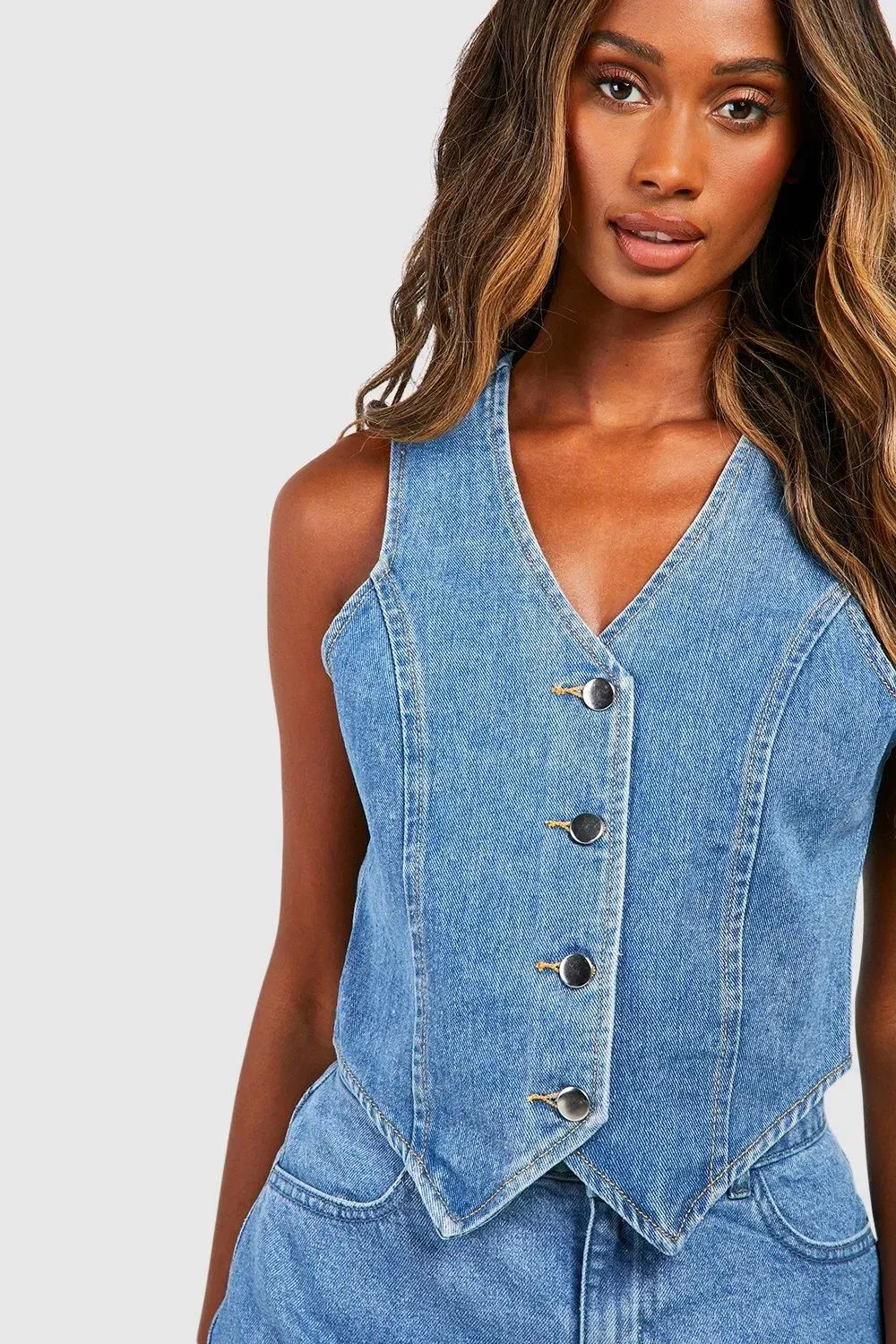 Longline Denim Waistcoat