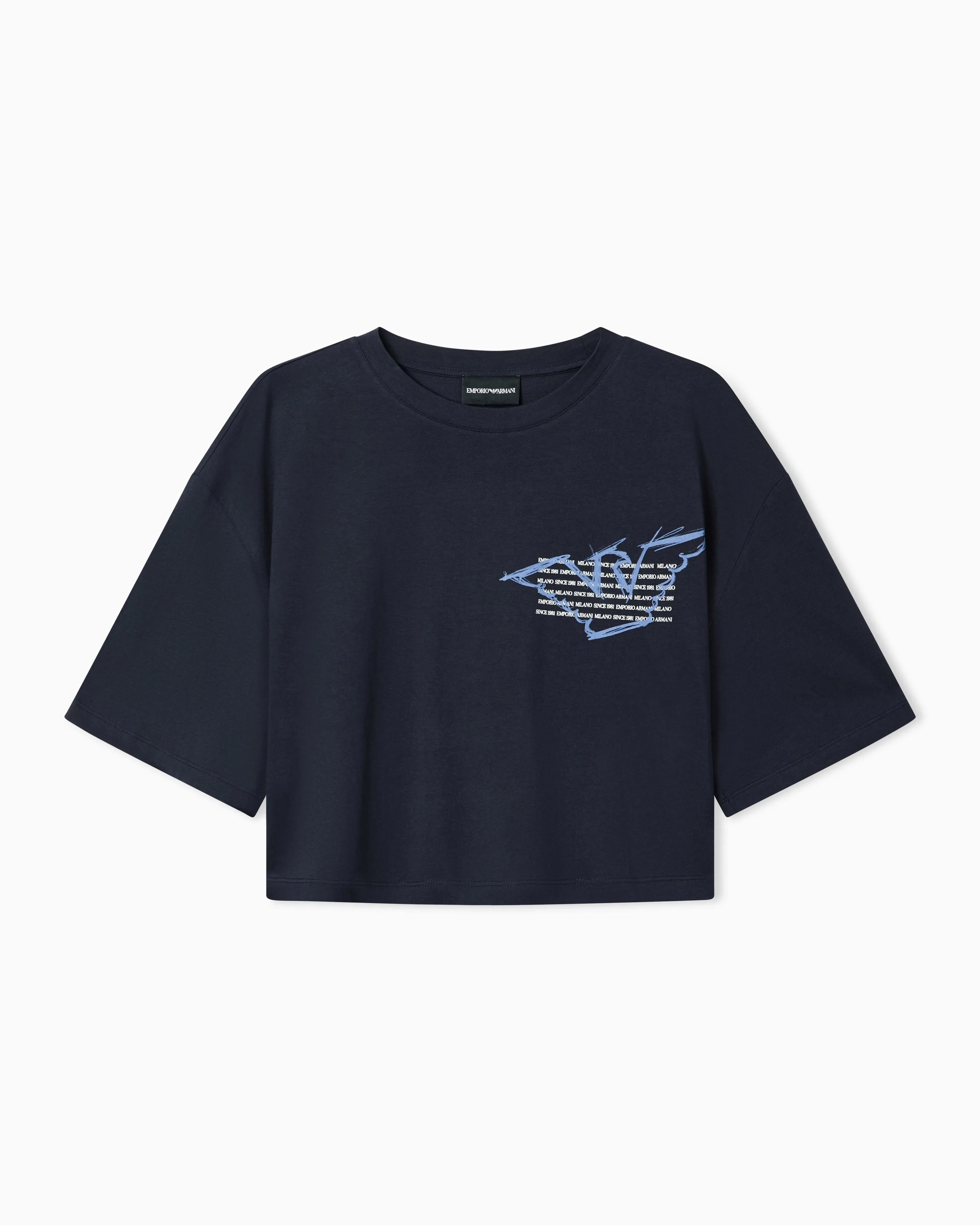 Emporio Armani Three-pack of eagle-print jersey cropped T-shirts