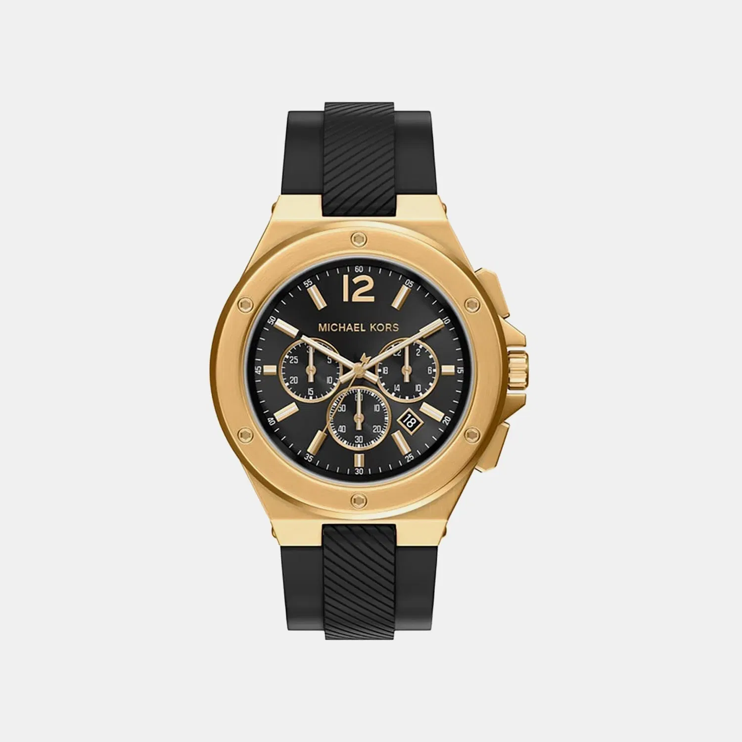 Michael Kors Lennox Men Quartz Black Dial Chronograph Silicone Watch Mko1272