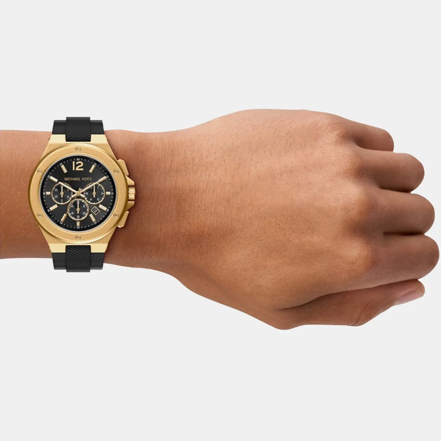 Michael Kors Lennox Men Quartz Black Dial Chronograph Silicone Watch Mko1272