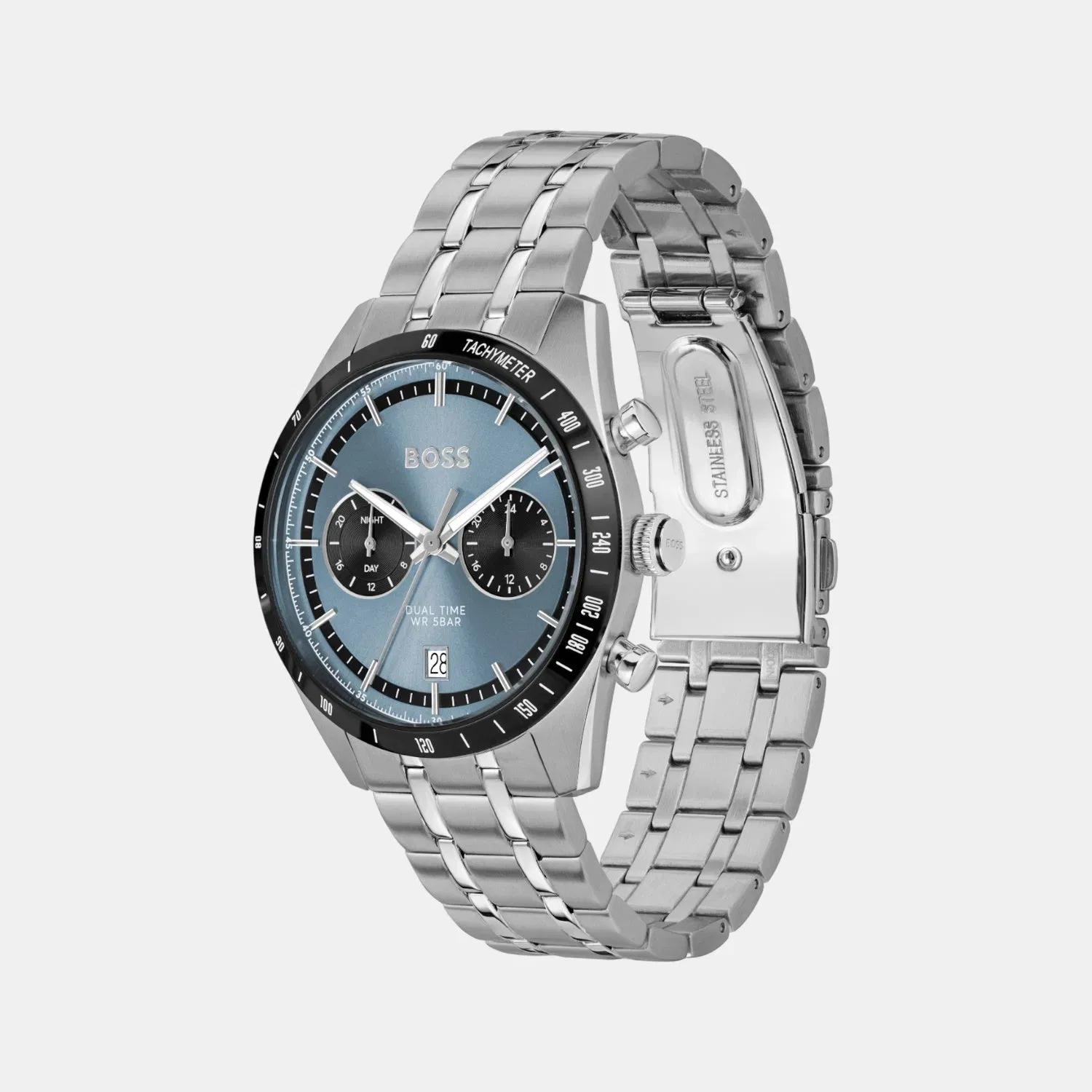 Boss Tourmaster Men Quartz Blue Dial Multi-Function Stainless Steel Watch 1514286