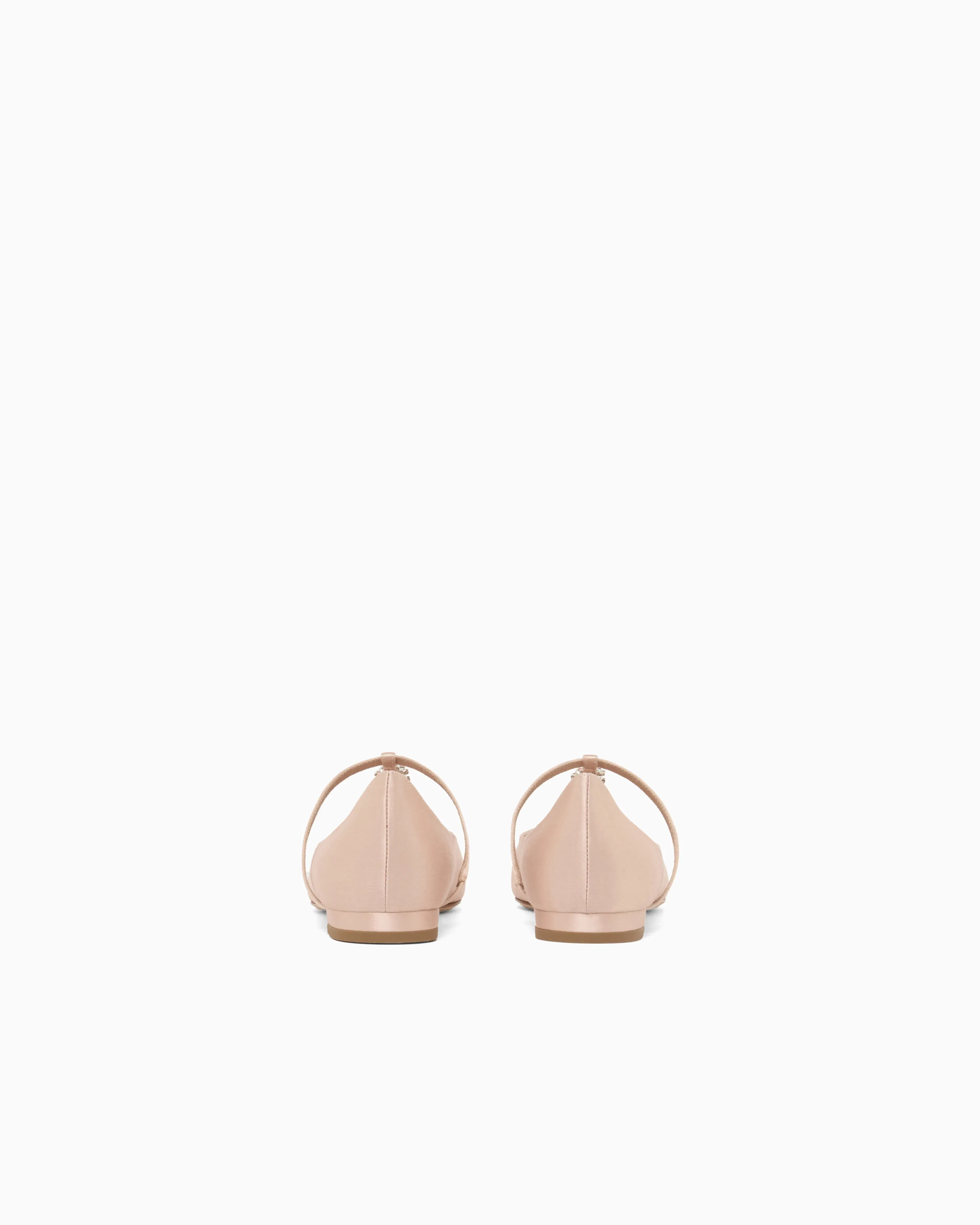 Emporio Armani Satin T-Bar Ballerinas Beige