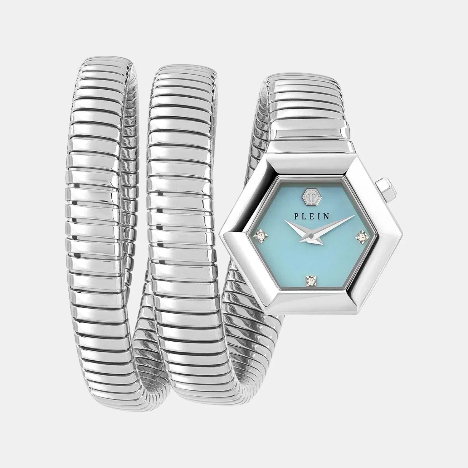 Philipp Plein Women Quartz Turquoise Dial Analog Stainless Steel Watch Pwzaa0625