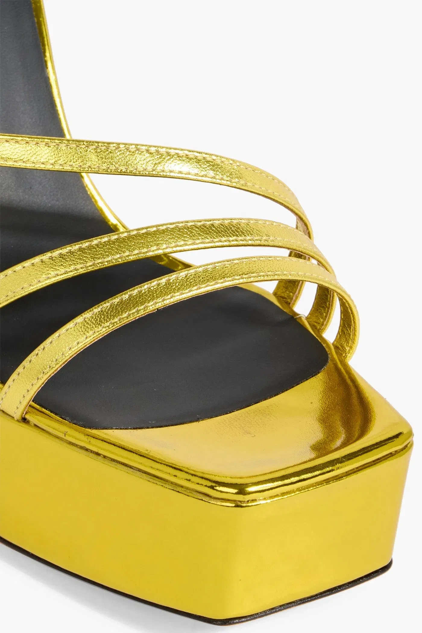 Giuseppe Zanotti Flavienne Mirrored-Leather Platform Sandals Yellow Women's