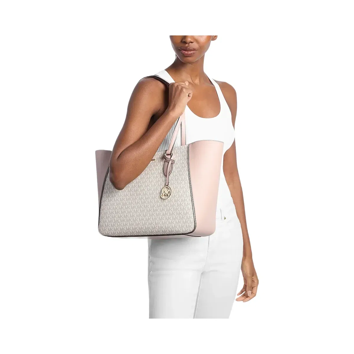 Michael Kors Jet Set Travel Large Signature Logo 3-in-1 Tote Bag Pwd Blsh Mlt