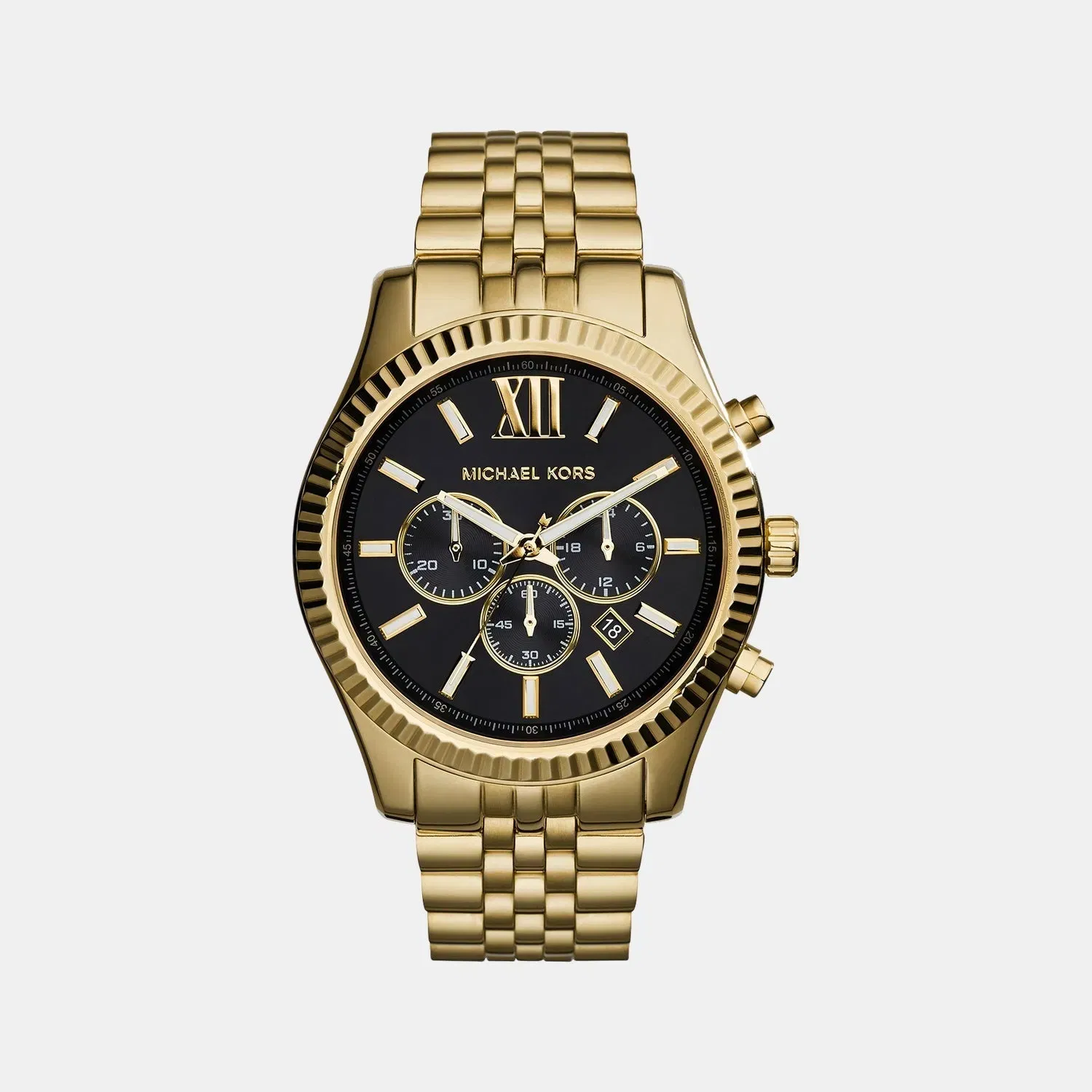 Michael Kors Lexington Men Quartz Black Dial Chronograph Stainless Steel Watch Mk8286