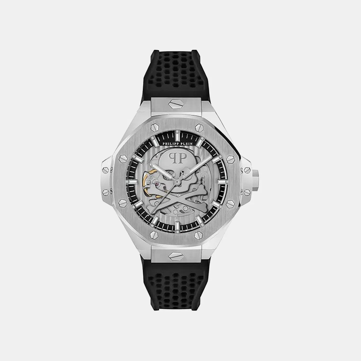Philipp Plein Men Automatic Silver Dial Analog Silicone Watch Pwpfa0124