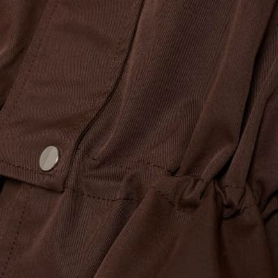 Brown Drop Hem Drawstring Jacket