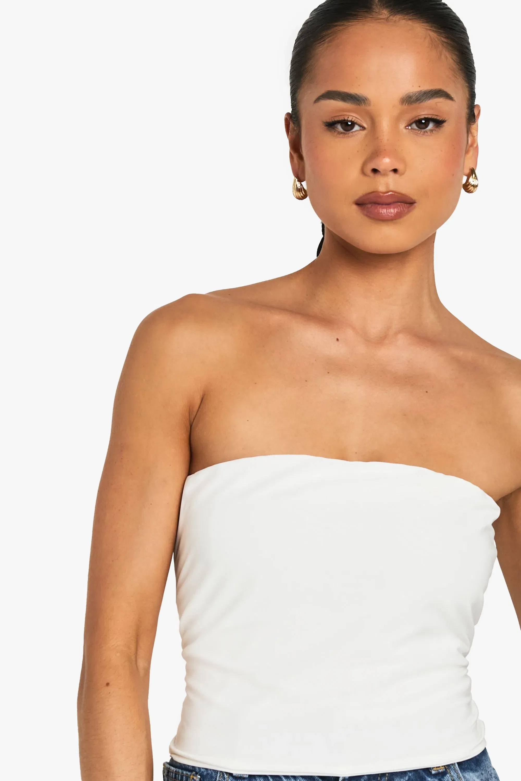 Double Layer Slinky Double Layer Bandeau Top