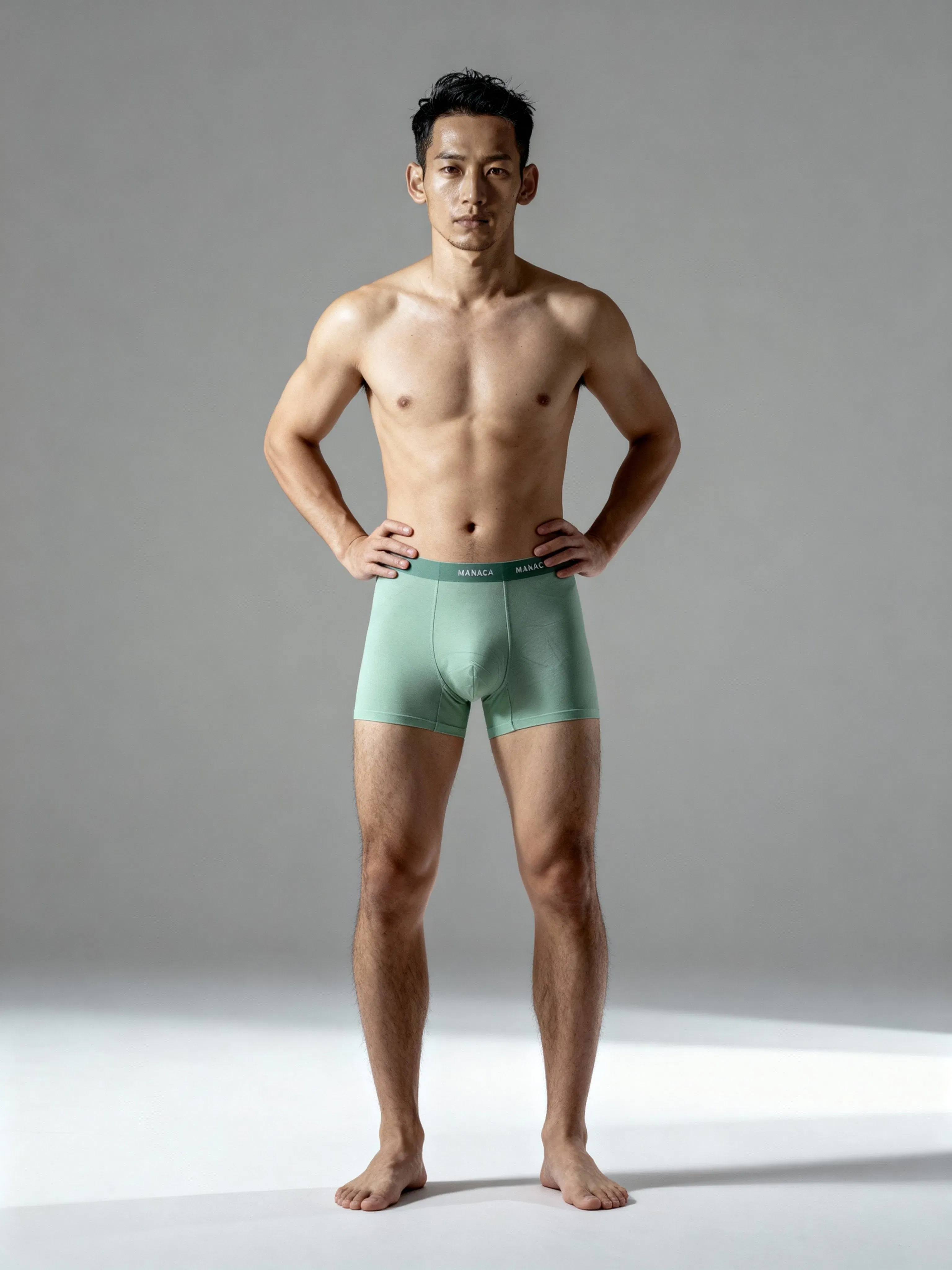 Men V Walks Light Green Solid Luxury Elastic Trunk by Manaca