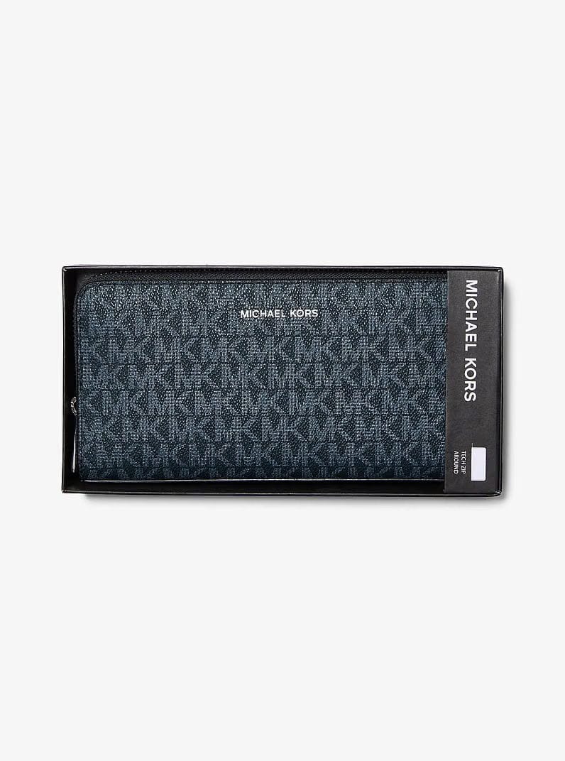 Michael Kors Cooper Logo Zip-Around Wallet Admrl/Plblue