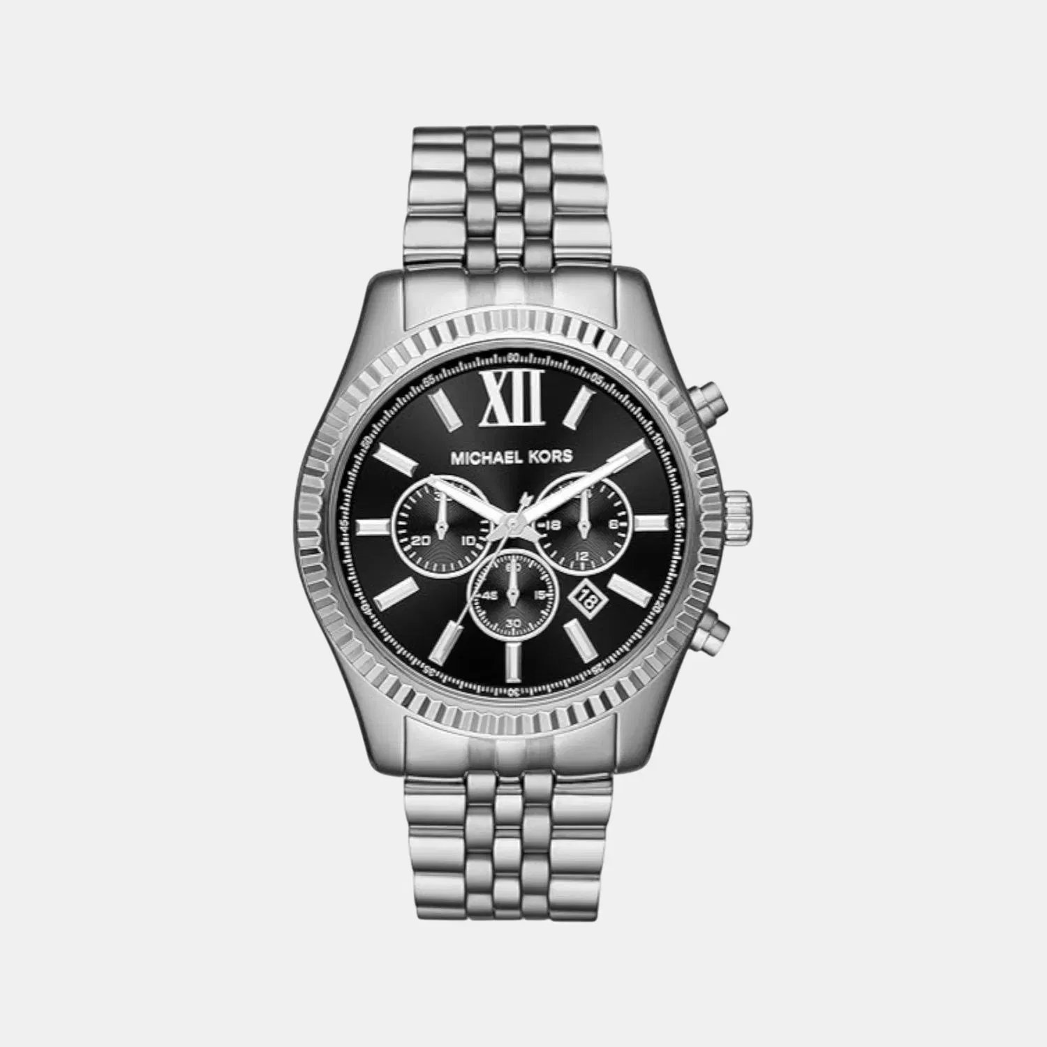 Michael Kors Lexington Men Quartz Black Dial Chronograph Stainless Steel Watch Mk8602