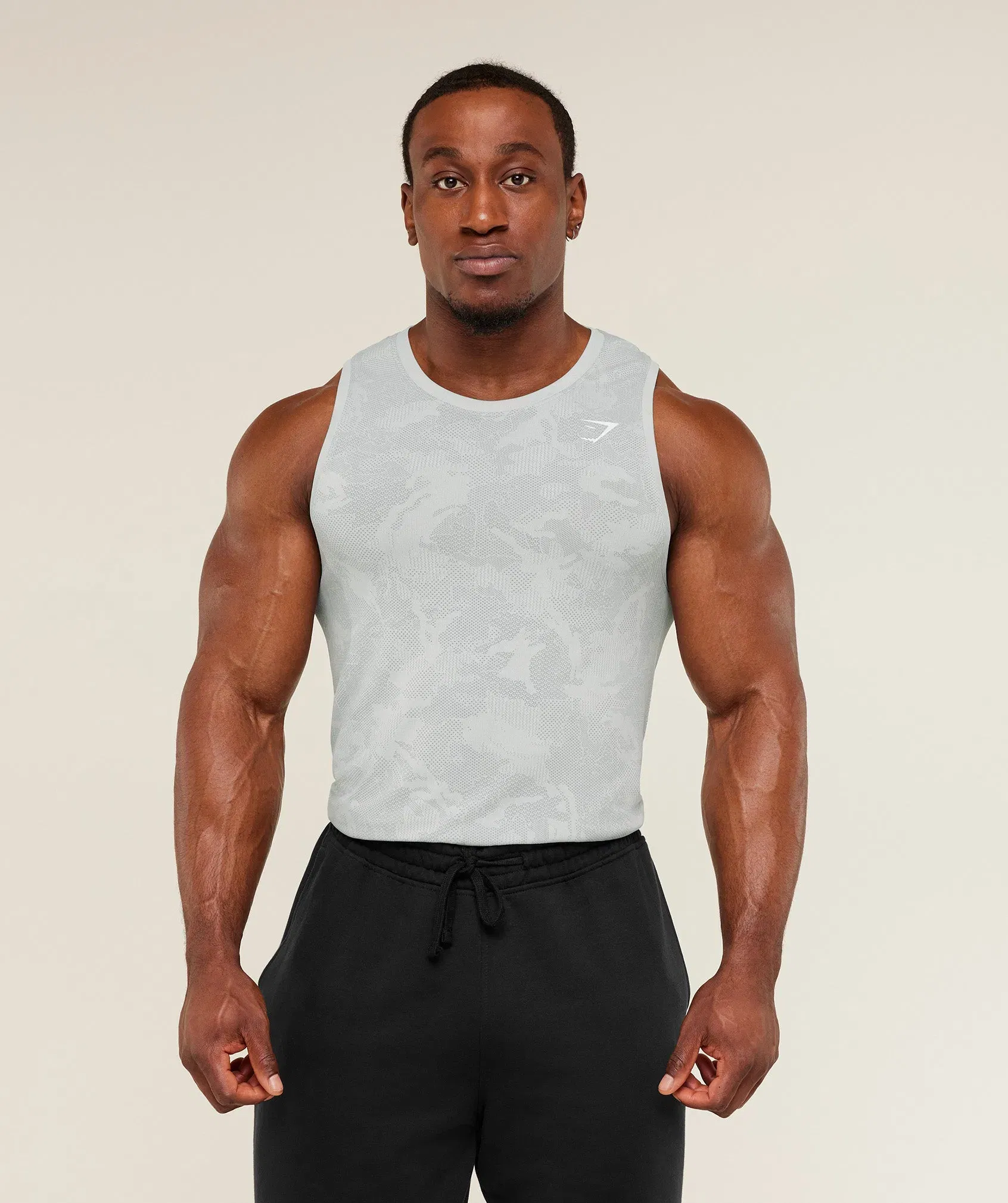 Gymshark Geo Seamless Tank - Light Grey/Smokey Grey