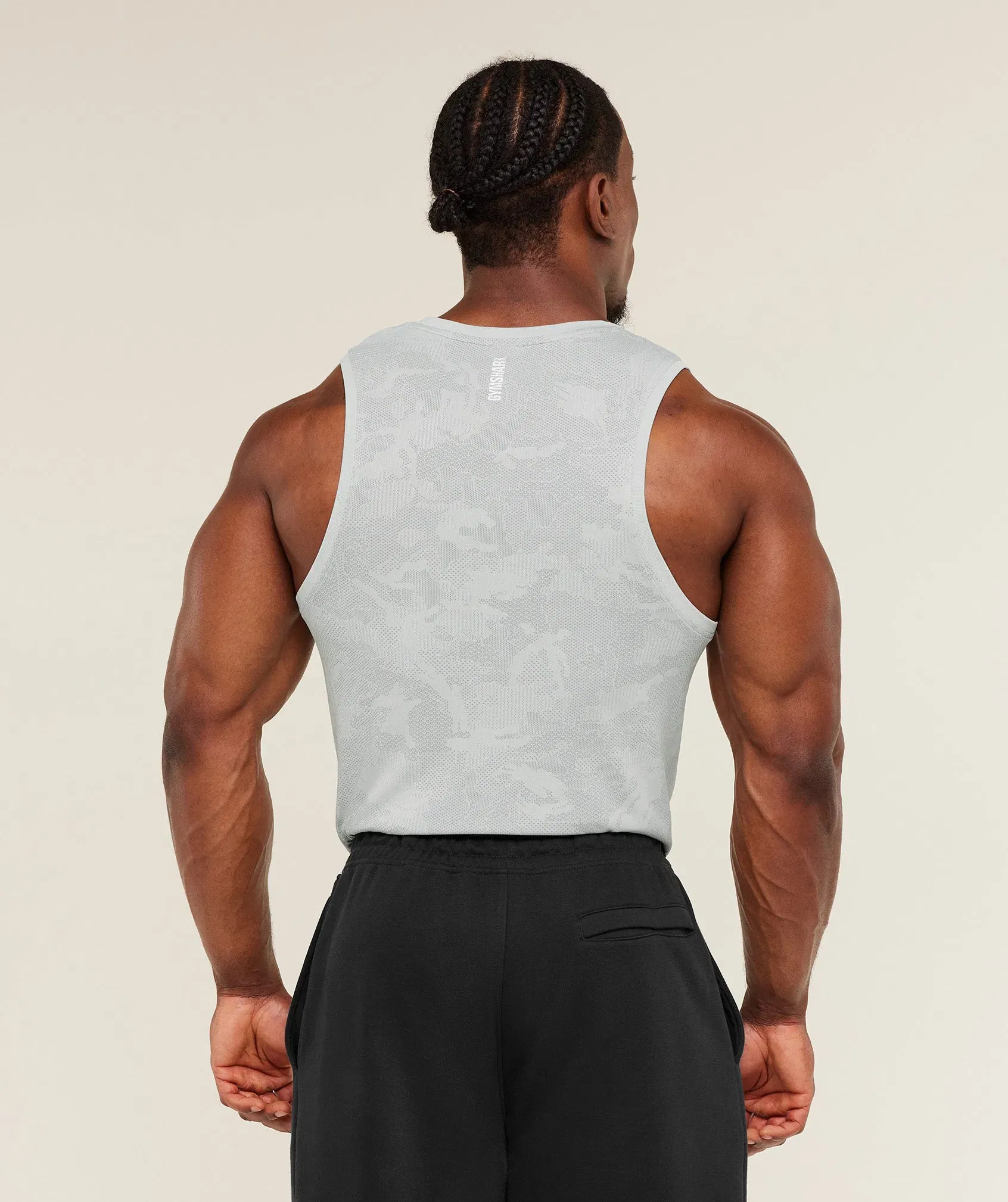 Gymshark Geo Seamless Tank - Light Grey/Smokey Grey