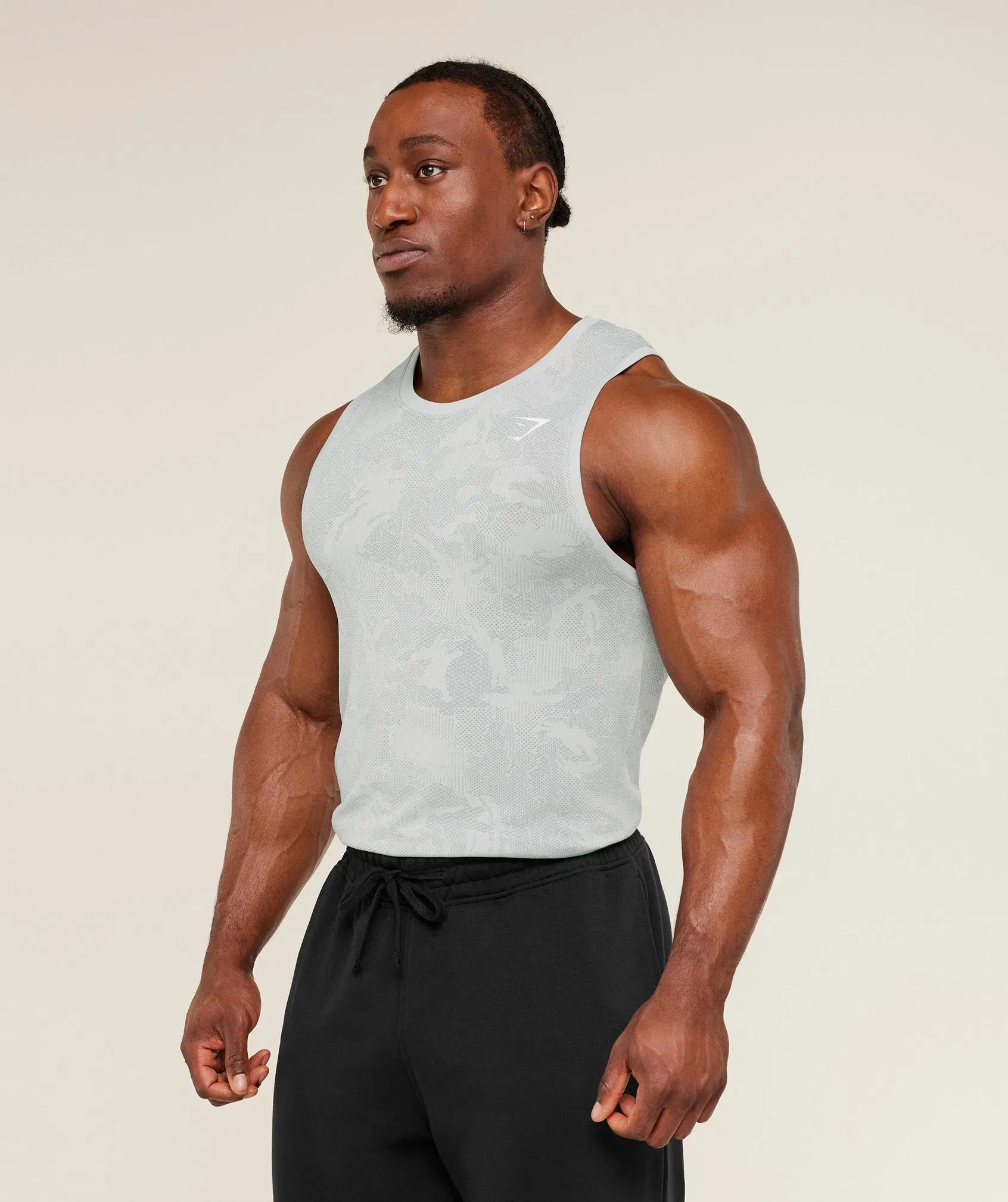Gymshark Geo Seamless Tank - Light Grey/Smokey Grey