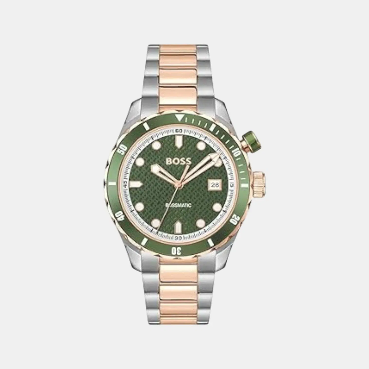 Boss Bossmatic Men Automatic Green Dial Analog Stainless Steel Watch 1514181