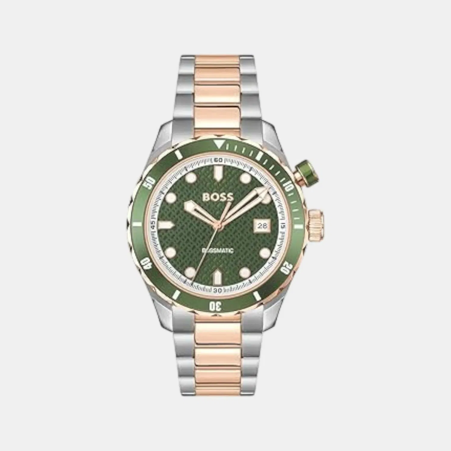 Boss Bossmatic Men Automatic Green Dial Analog Stainless Steel Watch 1514181