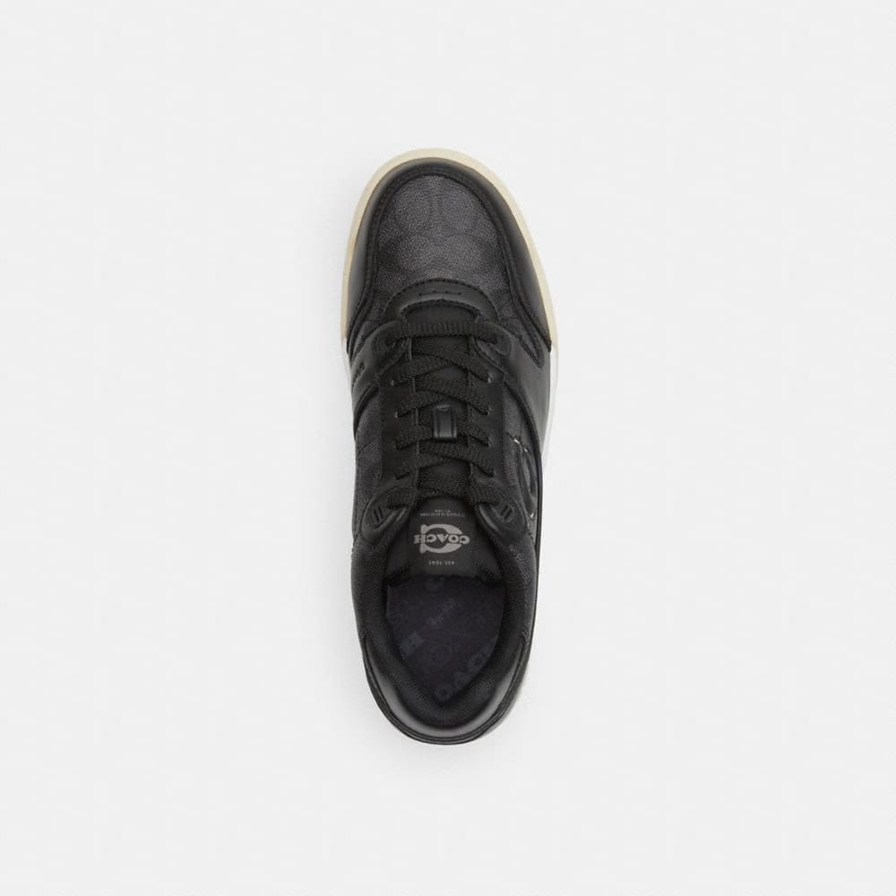 Men's Coach Soho Sneaker With Signature Canvas Charcoal Black