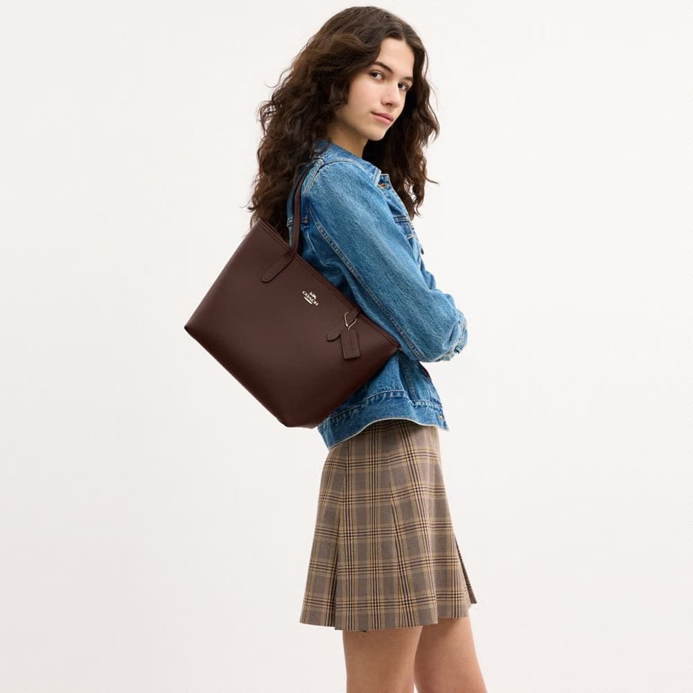 Coach Medium City Tote Bag Gold Maple