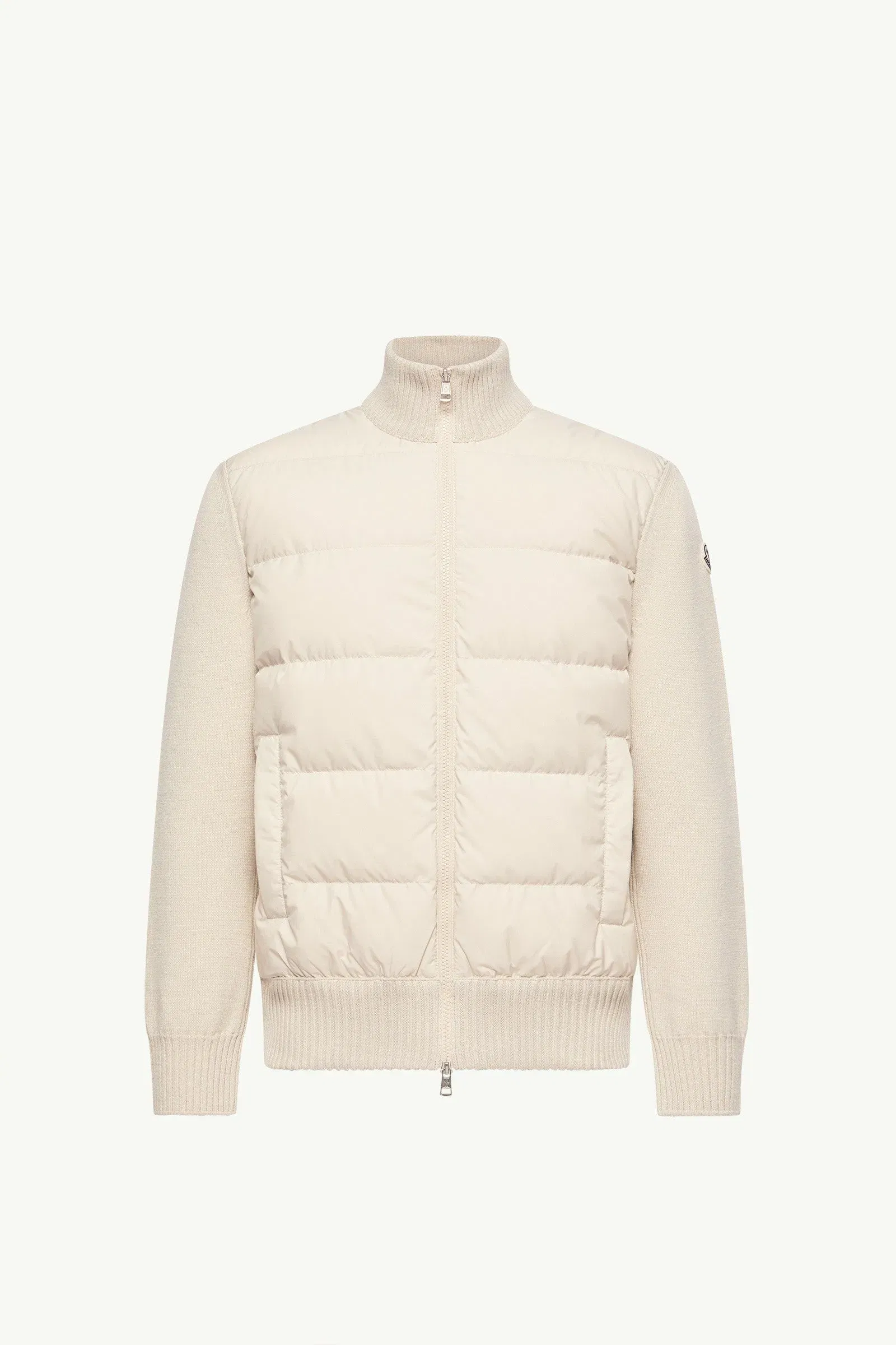 Moncler Padded Wool Zip-Up Cardigan Light Beige Light Beige