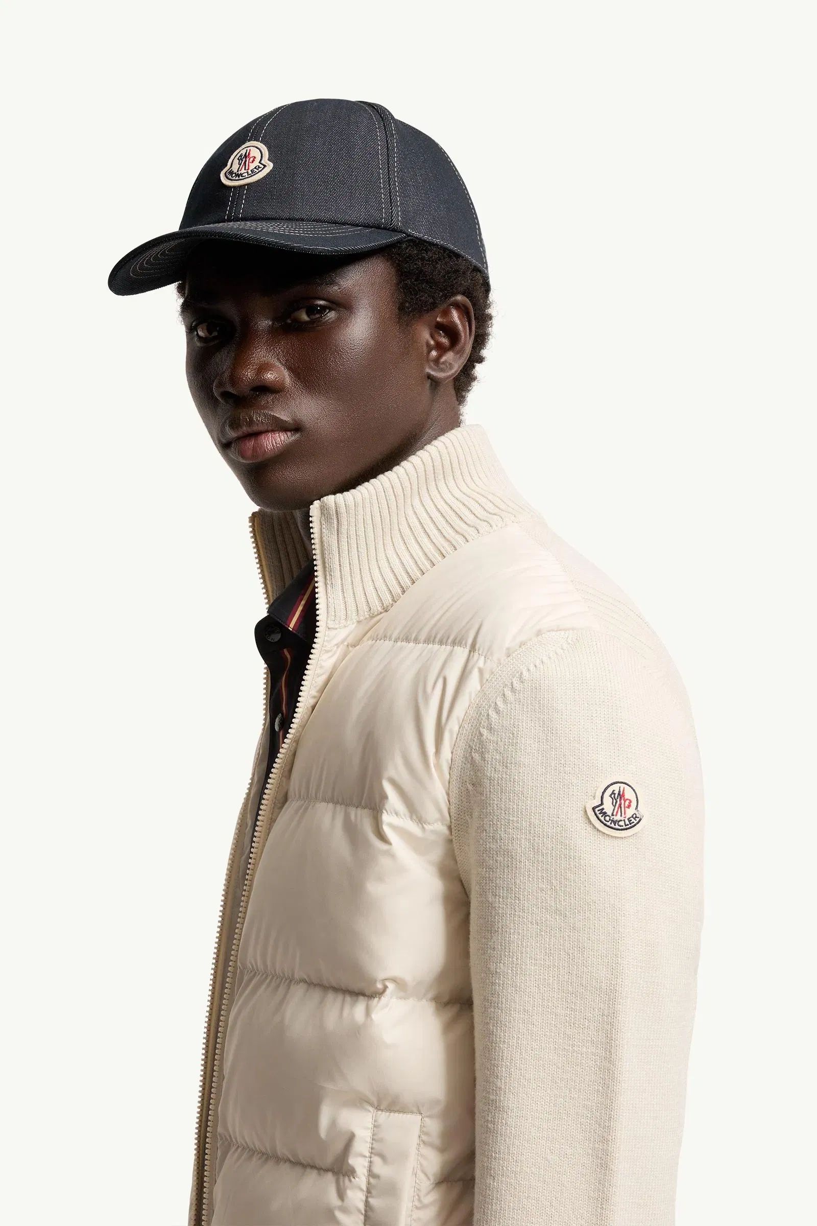 Moncler Padded Wool Zip-Up Cardigan Light Beige Light Beige