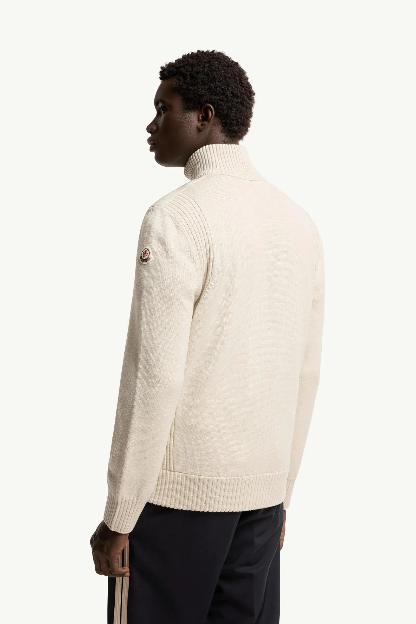 Moncler Padded Wool Zip-Up Cardigan Light Beige Light Beige