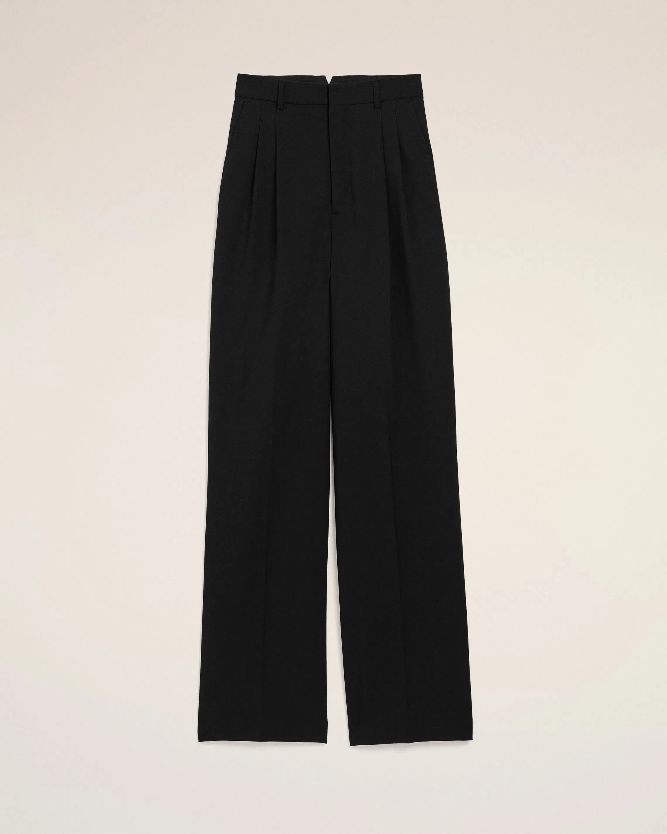 AmiParis Black New Wool High Waist Wide Trousers Women's