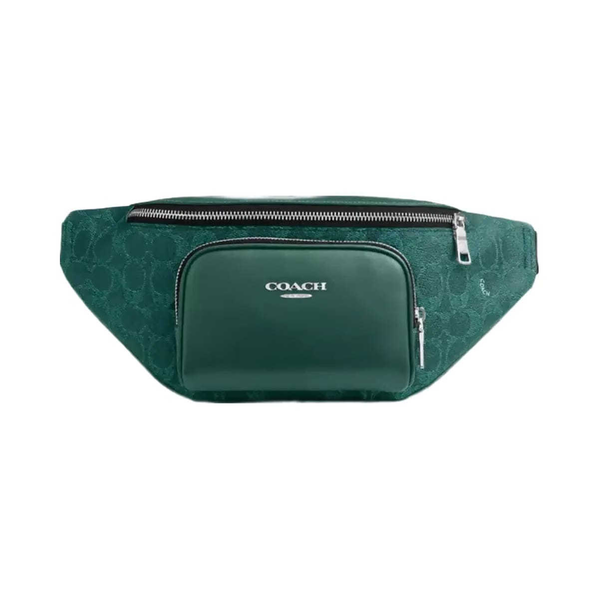 Coach Racer Small Belt Bag In Signature Canvas Silver Sea Green
