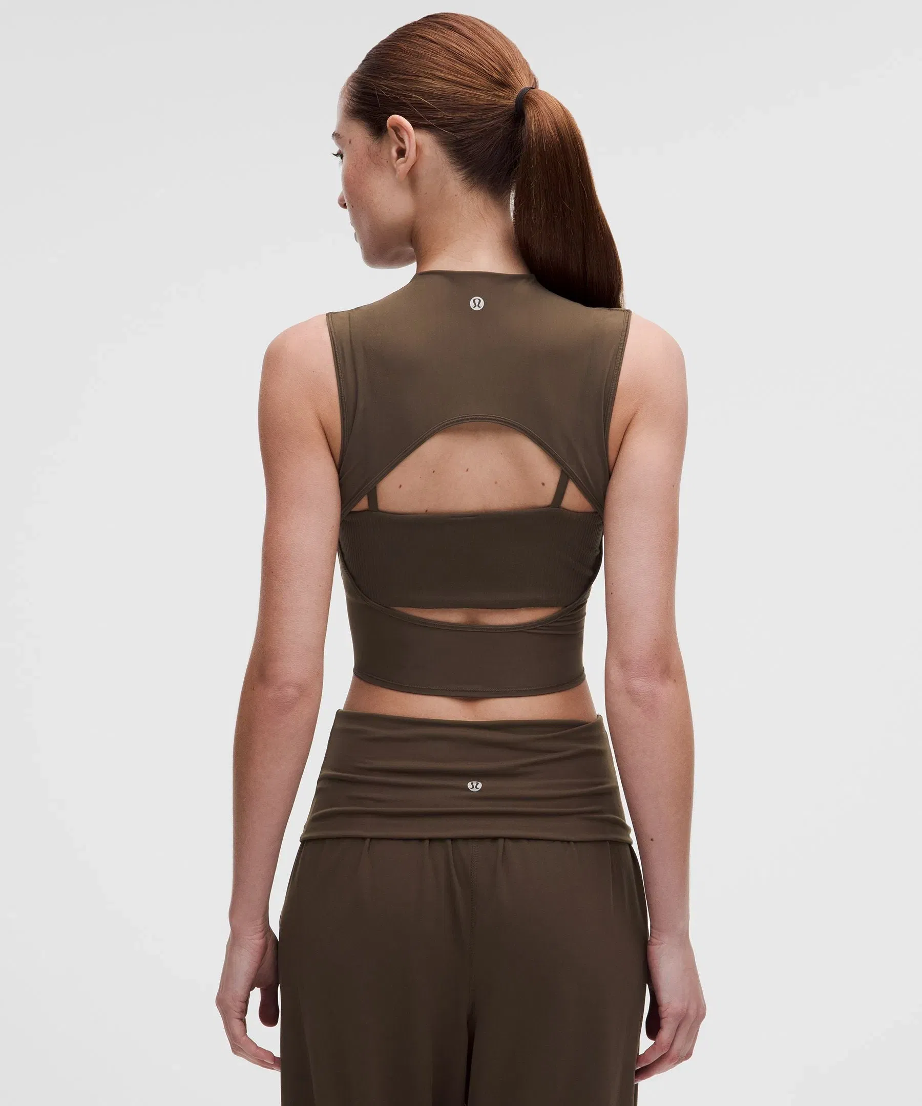 Lululemon Women's Nulu and Mesh-Overlay Cropped Studio Tank Top