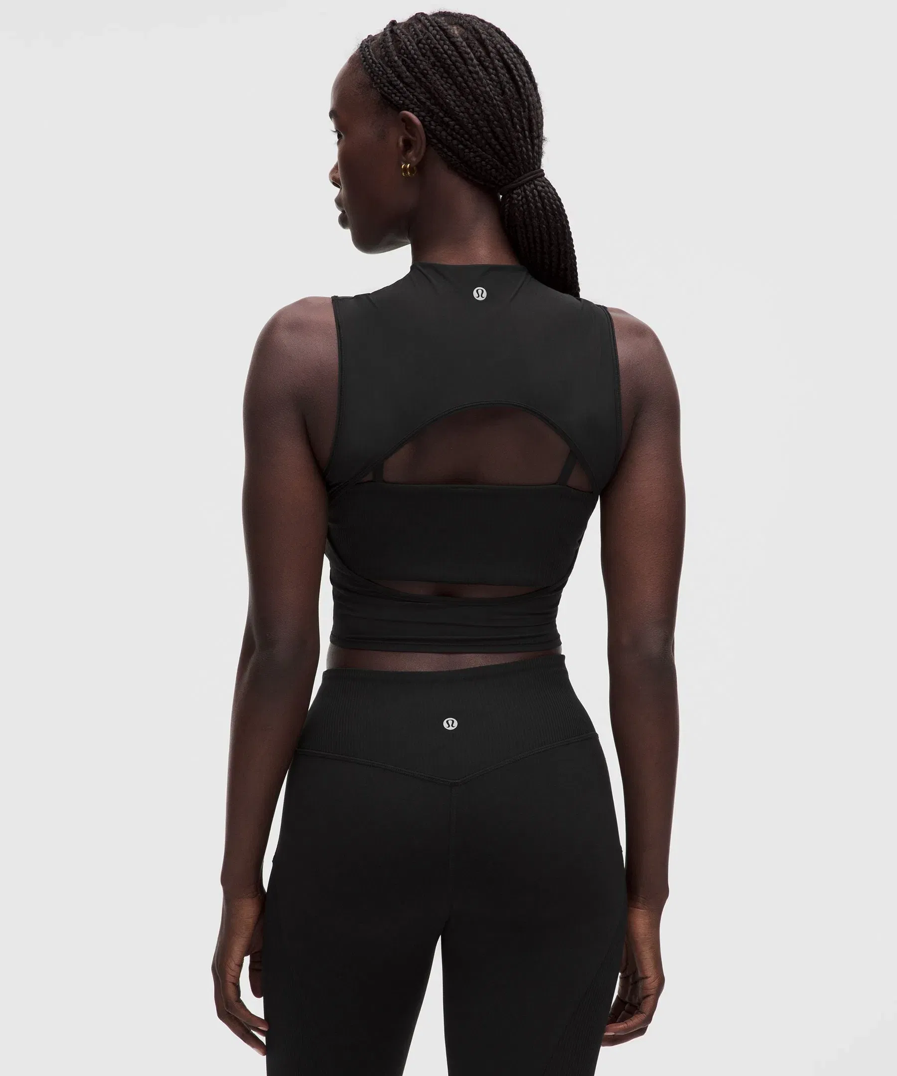 Lululemon Women's Nulu and Mesh-Overlay Cropped Studio Tank Top