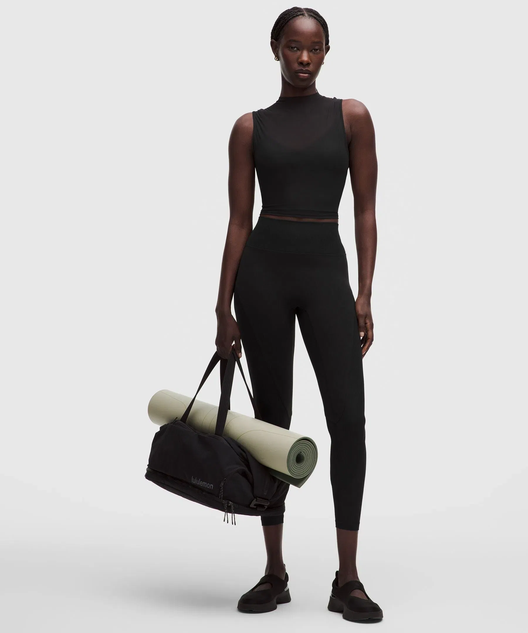 Lululemon Women's Nulu and Mesh-Overlay Cropped Studio Tank Top