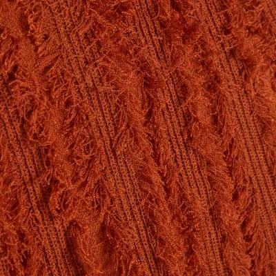 Orange Knitted Asymmetric Fringe Top