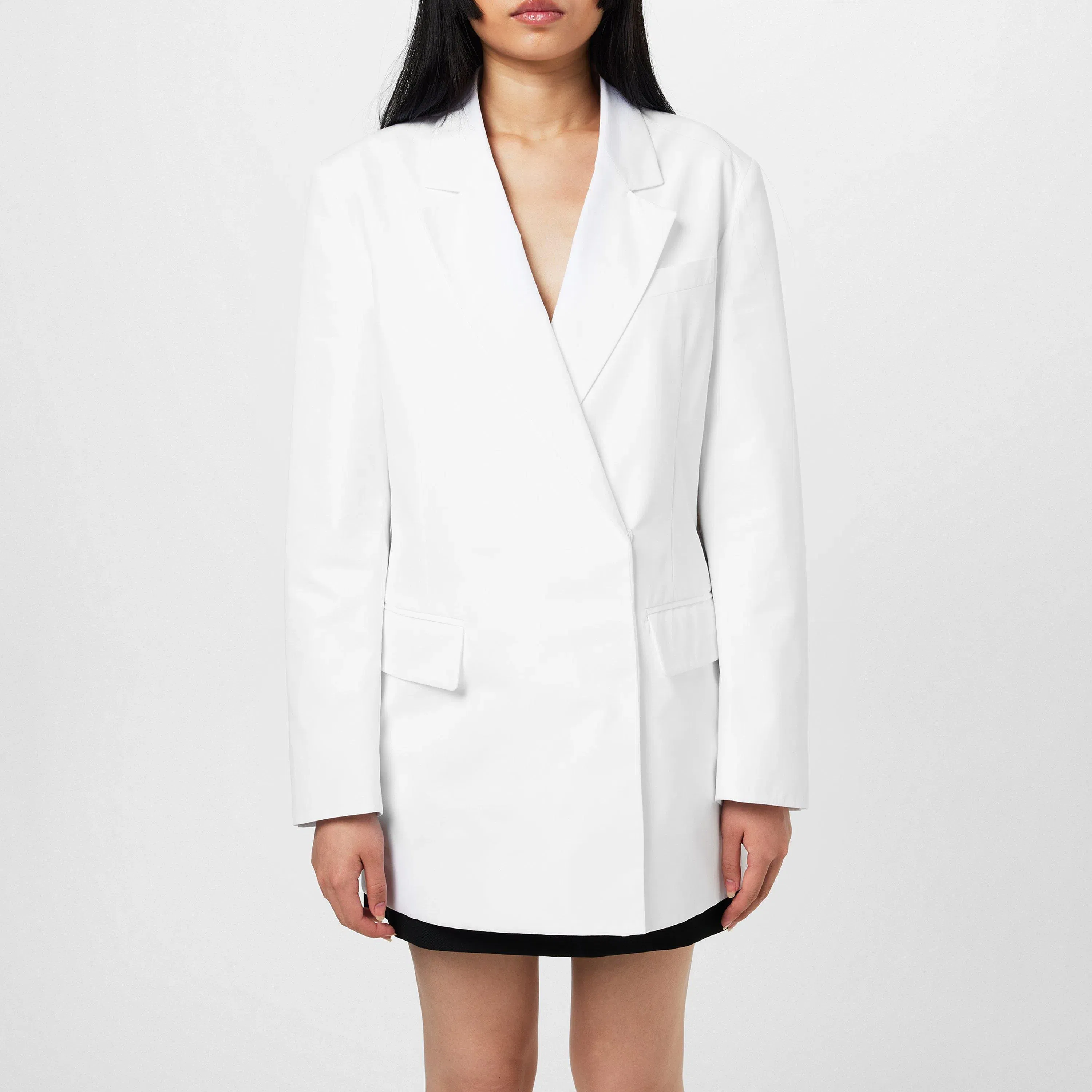 Double Breasted Cotton Long Sleeve Blazer
