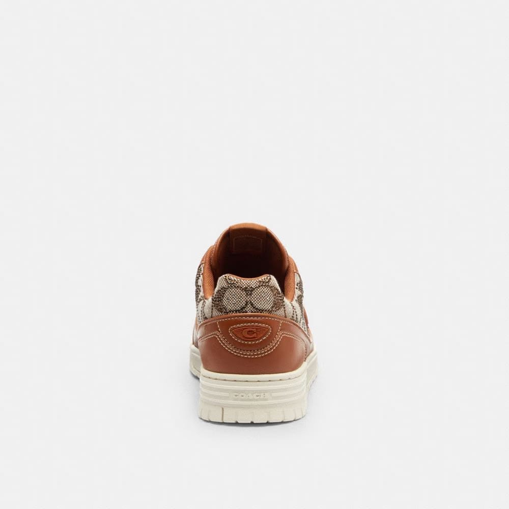 Men's Coach Soho Sneaker With Crystal Signature Jacquard Cocoa Burnished Amber