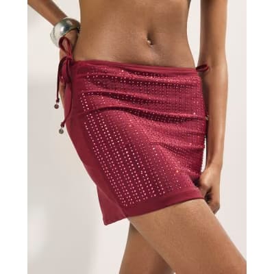 Red Diamante Embellished Sarong