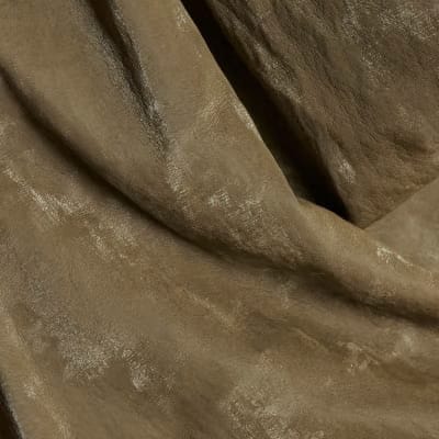 Khaki Faux Leather Hammered Ruched Detail Top