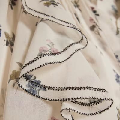 Cream Floral Ruffle Detail Blouse