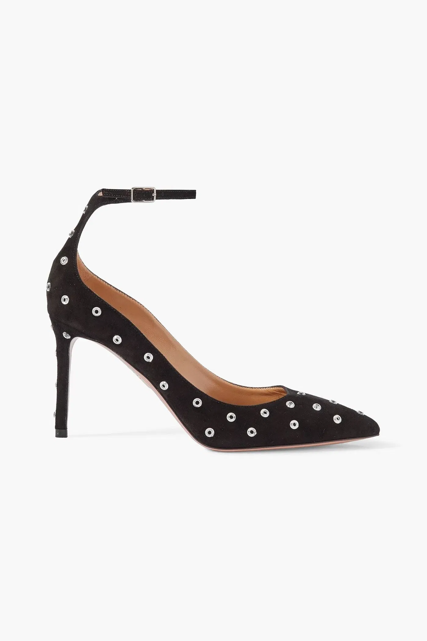Aquazzura Love Affair 85 Embellished Suede Pumps Black Women's