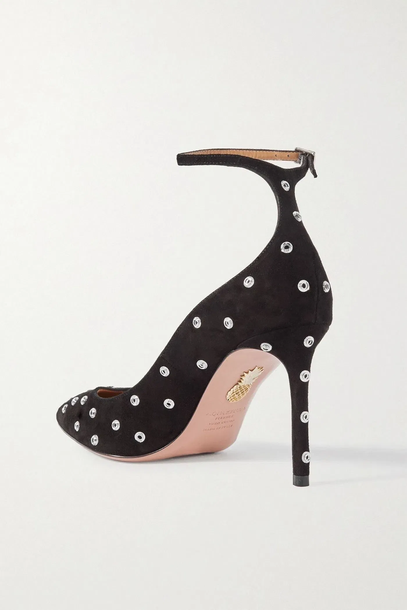 Aquazzura Love Affair 85 Embellished Suede Pumps Black Women's