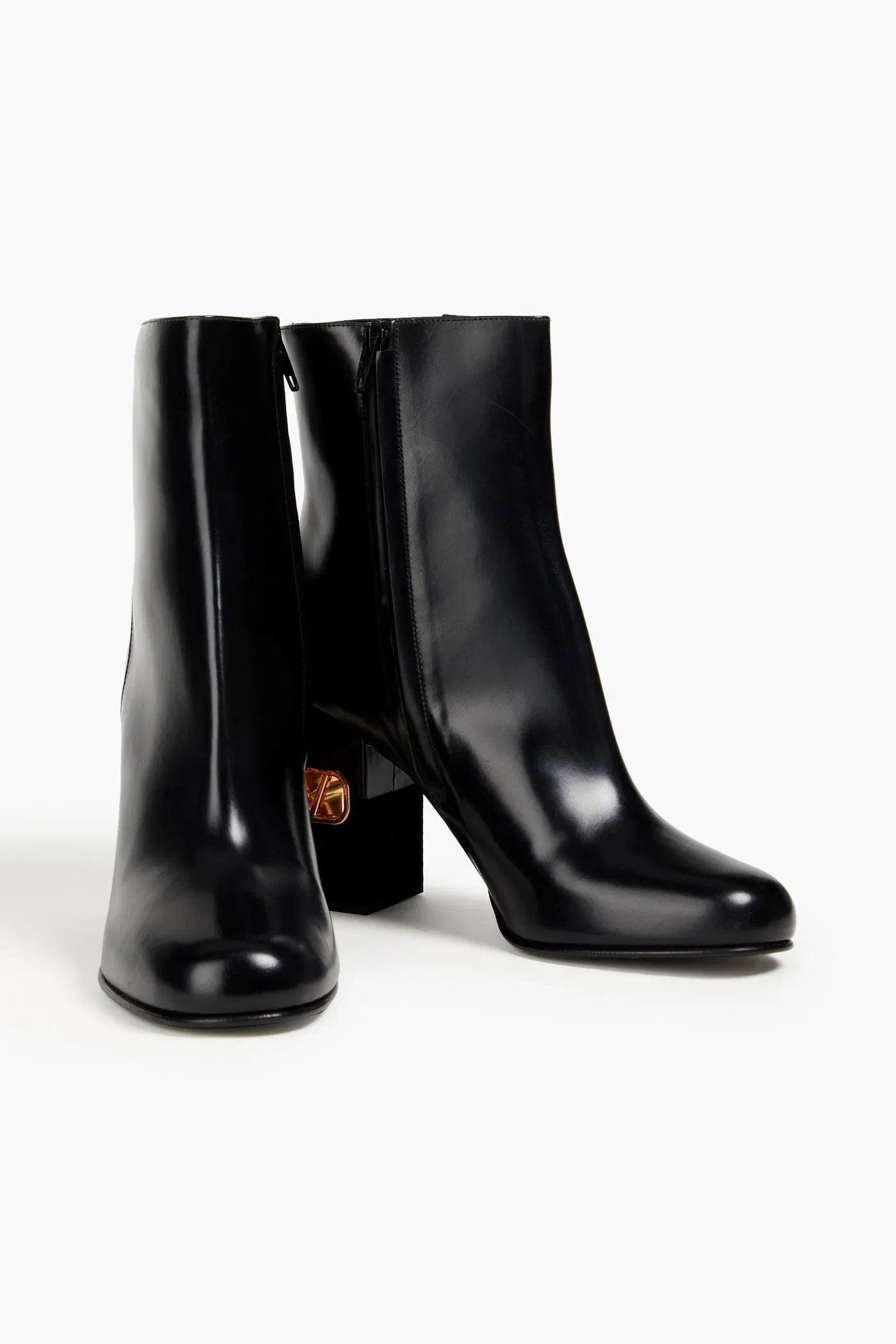 Valentino Garavani Heritage Vlogo Leather Ankle Boots Black Women's