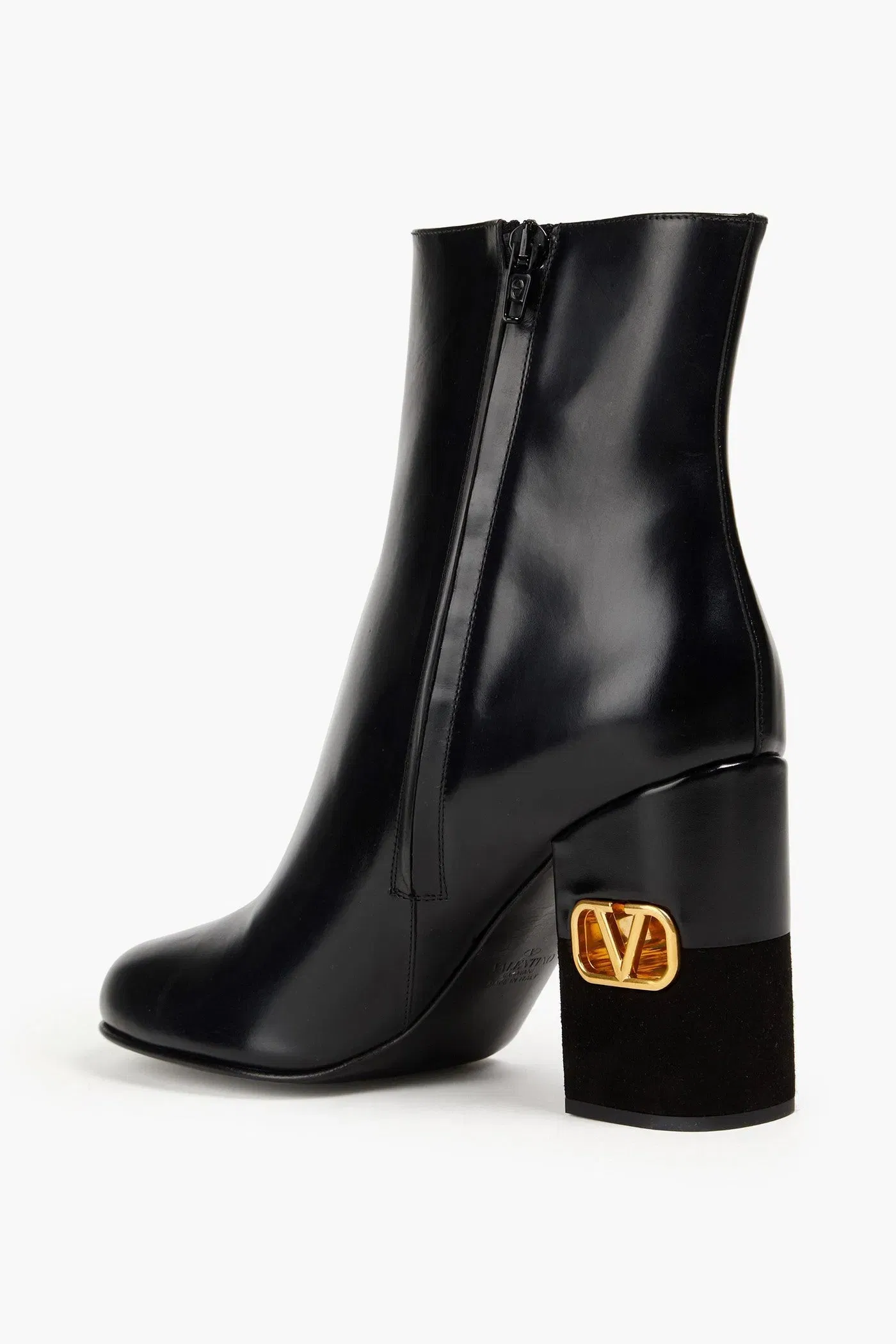 Valentino Garavani Heritage Vlogo Leather Ankle Boots Black Women's