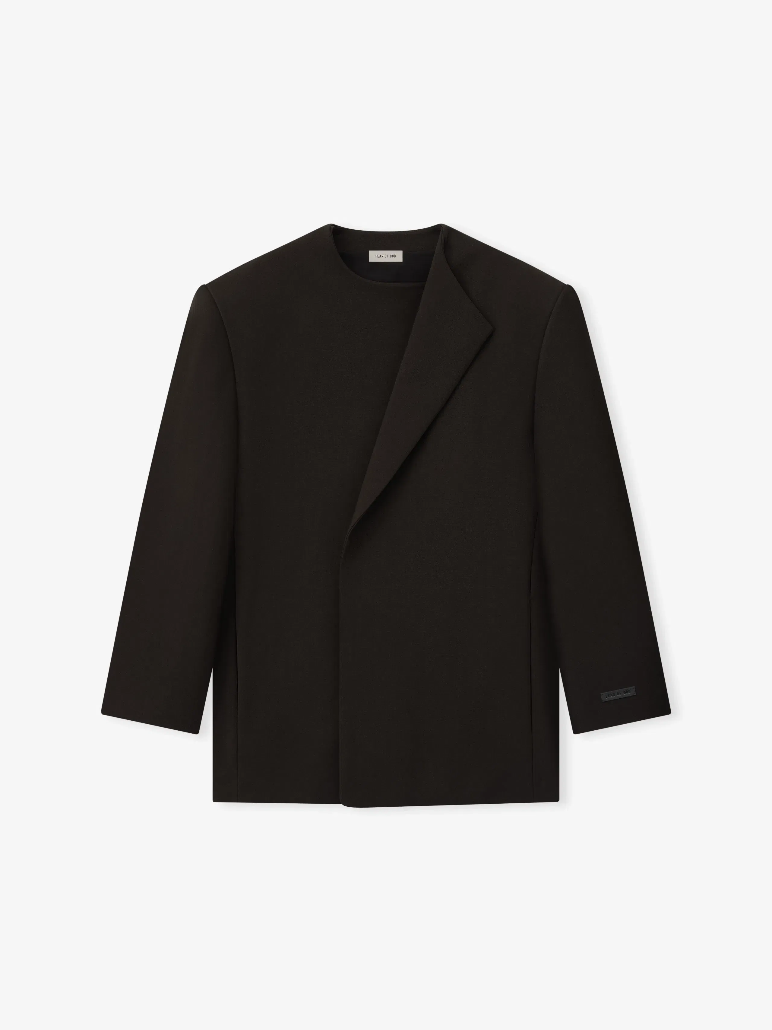 Essentials Double Weave Wool Crewneck Jacket Brown