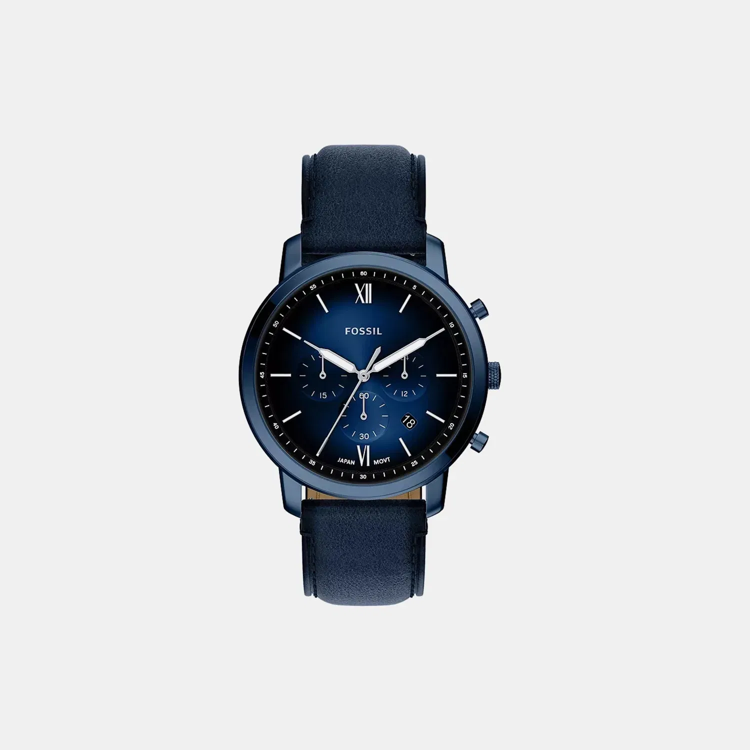 Fossil Neutra Men Quartz Blue Dial Chronograph Leather Watch Fs6168