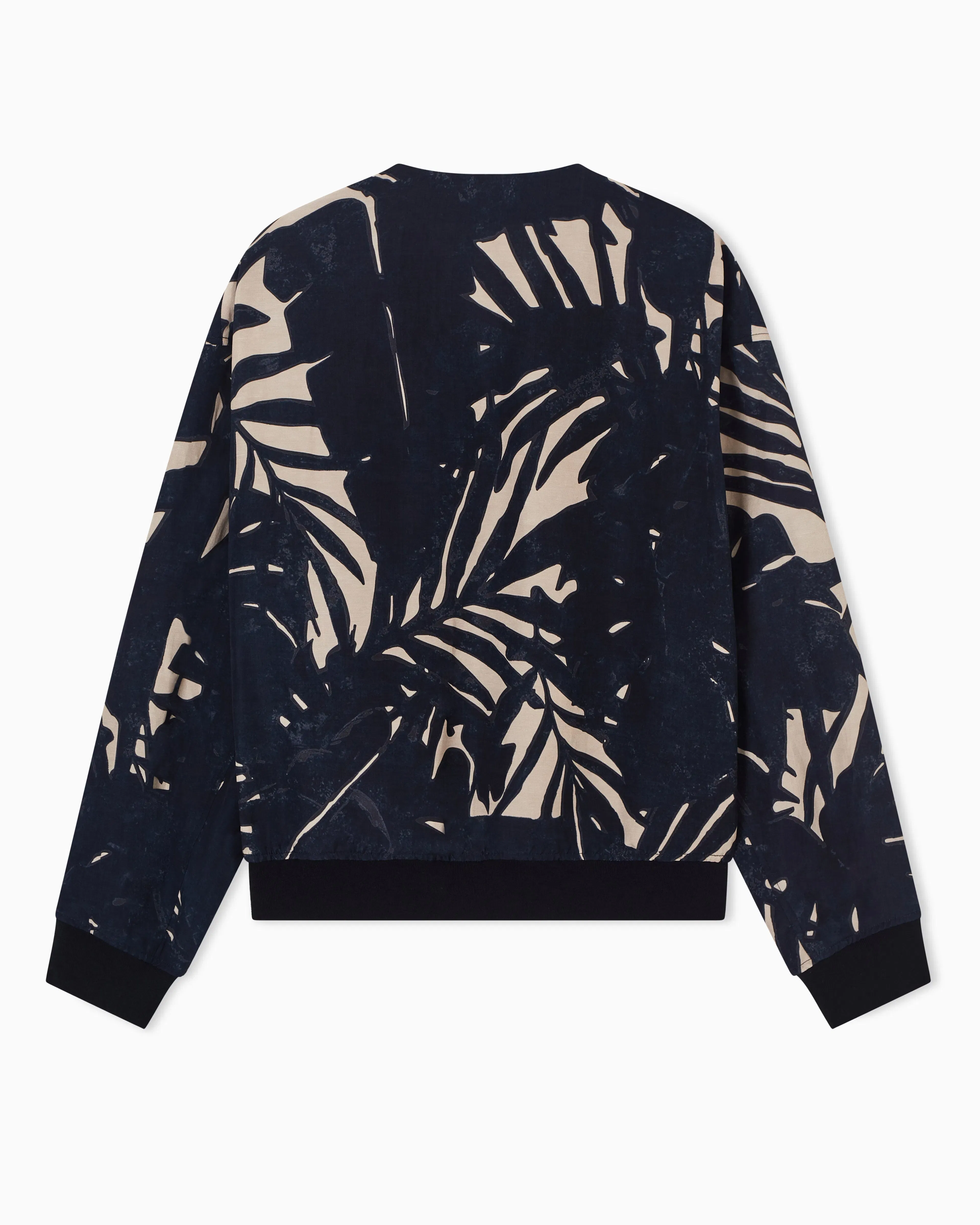 Emporio Armani Linen-blend jacket with foliage-print pattern