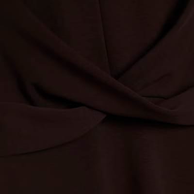 Brown Premium Twist Front Midi Dress
