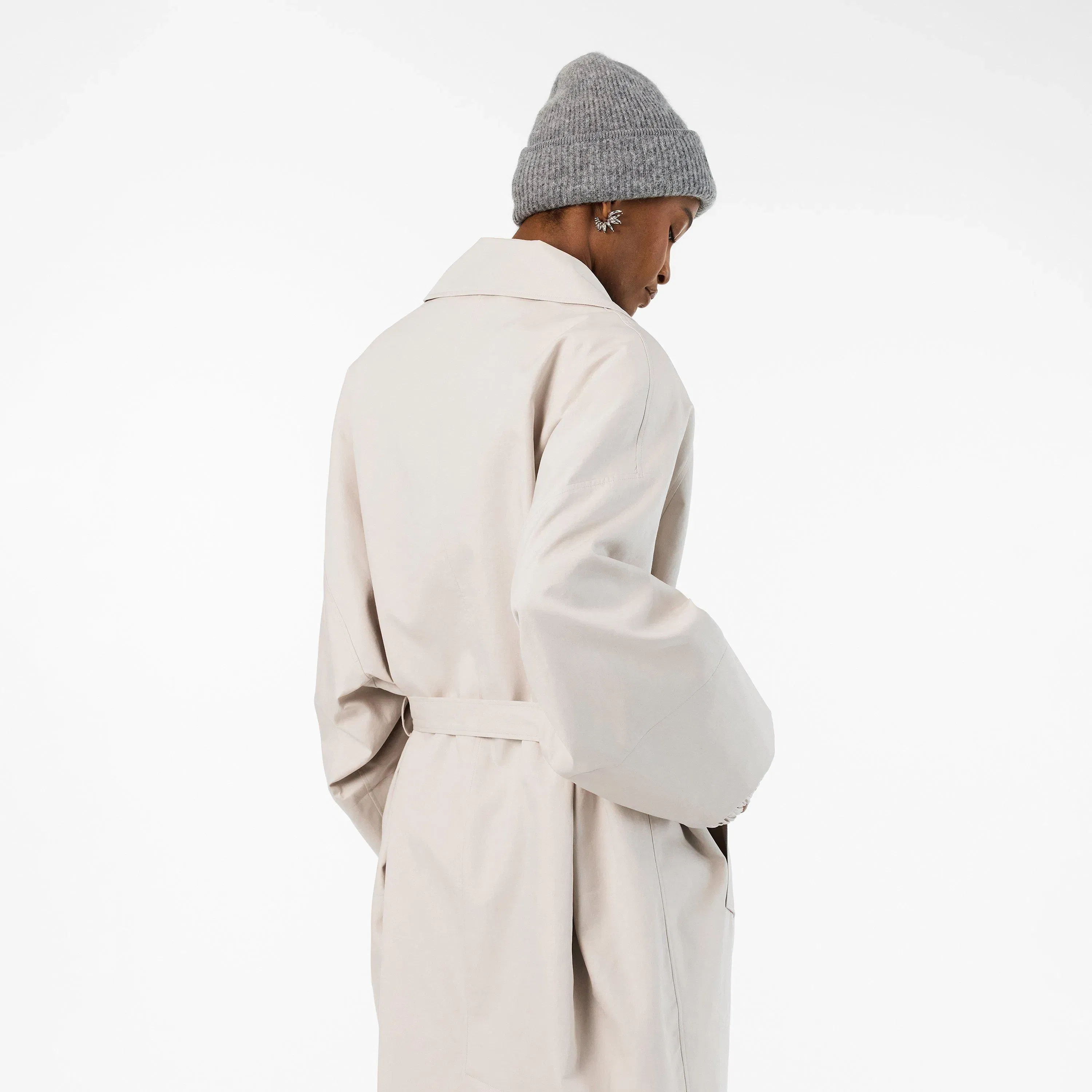 Jacquard Mid-Length Textured Trench Coat